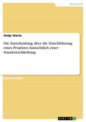 Cover of the book Die Entscheidung über die Durchführung eines Projektes hinsichtlich einer Standortschließung by Stefan Kirchner