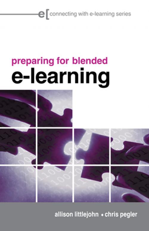 Cover of the book preparing for blended e-learning by Allison Littlejohn, Chris Pegler, Taylor and Francis