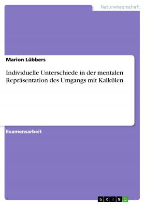 Cover of the book Individuelle Unterschiede in der mentalen Repräsentation des Umgangs mit Kalkülen by Nicolas Sturm