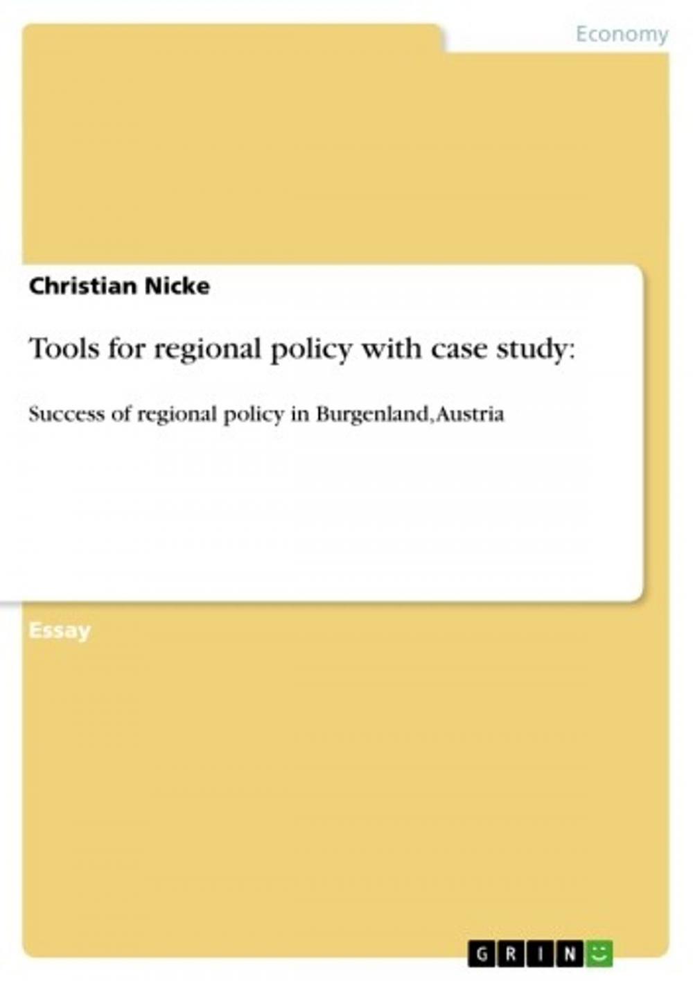 Big bigCover of Tools for regional policy with case study: