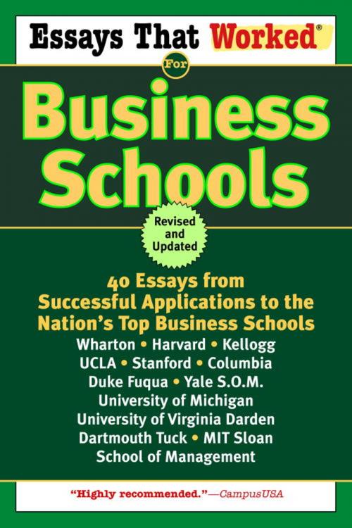 Cover of the book Essays That Worked for Business Schools (Revised) by Boykin Curry, Brian Kasbar, Random House Publishing Group