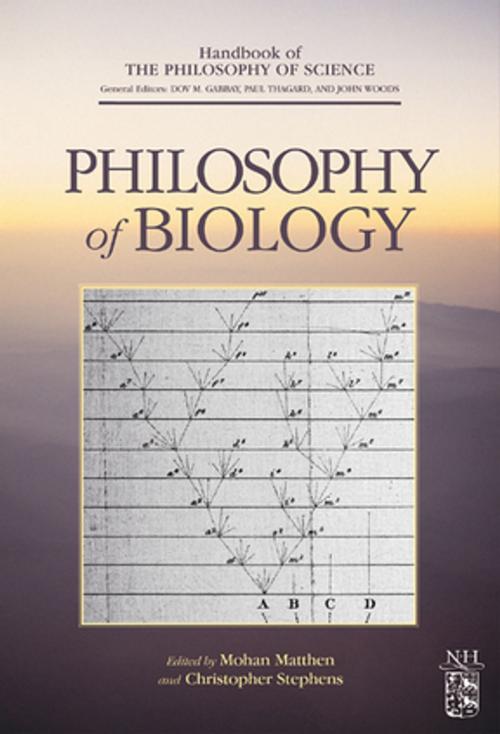 Cover of the book Philosophy of Biology by Dov M. Gabbay, Paul Thagard, John Woods, Mohan Matthen, Christopher Stephens, Elsevier Science