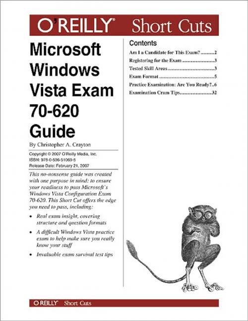 Cover of the book Microsoft Windows Vista Exam 70-620 Guide by Christopher A. Crayton, O'Reilly Media