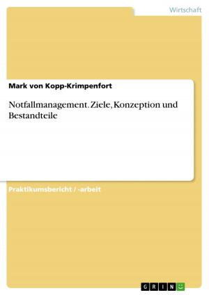 Cover of the book Notfallmanagement. Ziele, Konzeption und Bestandteile by Sabrina Wörz