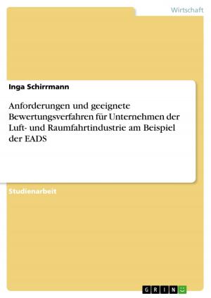 Cover of the book Anforderungen und geeignete Bewertungsverfahren für Unternehmen der Luft- und Raumfahrtindustrie am Beispiel der EADS by Sascha Thörmer
