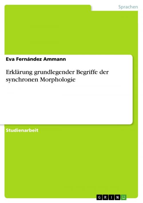 Cover of the book Erklärung grundlegender Begriffe der synchronen Morphologie by Eva Fernández Ammann, GRIN Verlag