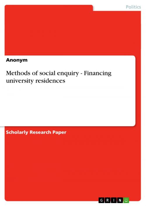 Cover of the book Methods of social enquiry - Financing university residences by Anonymous, GRIN Publishing