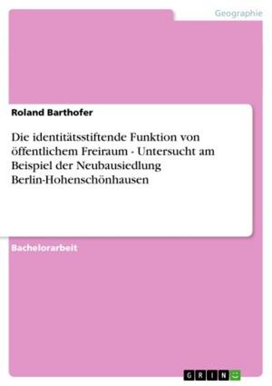 Cover of the book Die identitätsstiftende Funktion von öffentlichem Freiraum - Untersucht am Beispiel der Neubausiedlung Berlin-Hohenschönhausen by Sophie Adensamer, Gioia Coreth
