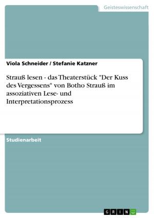 Book cover of Strauß lesen - das Theaterstück 'Der Kuss des Vergessens' von Botho Strauß im assoziativen Lese- und Interpretationsprozess