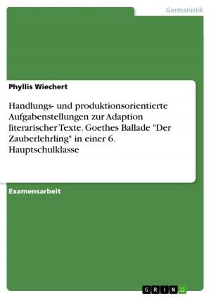 Book cover of Handlungs- und produktionsorientierte Aufgabenstellungen zur Adaption literarischer Texte. Goethes Ballade 'Der Zauberlehrling' in einer 6. Hauptschulklasse