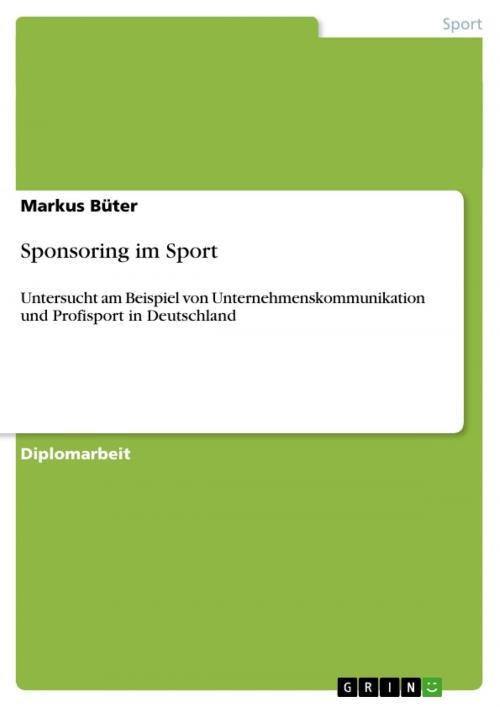 Cover of the book Sponsoring im Sport by Markus Büter, GRIN Verlag