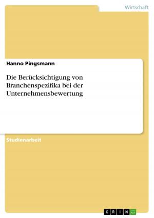 Cover of the book Die Berücksichtigung von Branchenspezifika bei der Unternehmensbewertung by Timo Werner