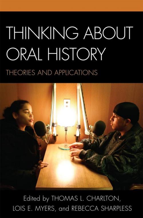 Cover of the book Thinking about Oral History by Thomas L. Charlton, Alice M. Hoffman, Howard S. Hoffman, Kim Lacy Rogers, Eva M. McMahan, Sherna Berger Gluck, Mary Chamberlain, Richard Cándida Smith, Valerie Raleigh Yow, Jeff Friedman, Charles Hardy III, Pamela Dean, AltaMira Press