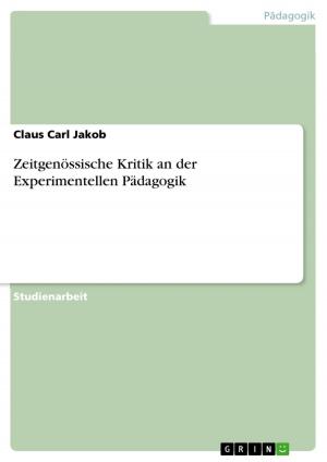 Cover of the book Zeitgenössische Kritik an der Experimentellen Pädagogik by Oliver Christl