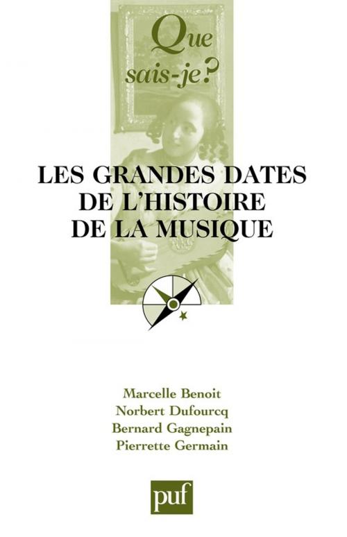 Cover of the book Les grandes dates de l'histoire de la musique européenne by Marcelle Benoit, Norbert Dufourcq, Bernard Gagnepain, Pierrette Germain-David, Presses Universitaires de France