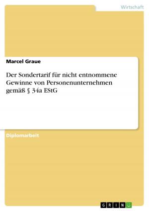 Cover of the book Der Sondertarif für nicht entnommene Gewinne von Personenunternehmen gemäß § 34a EStG by Udo Szameitat