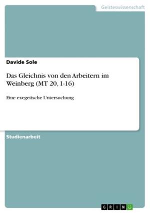 Cover of the book Das Gleichnis von den Arbeitern im Weinberg (MT 20, 1-16) by Manuel Wirth