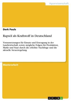 Cover of the book Rapsöl als Kraftstoff in Deutschland by Daniela Kaya