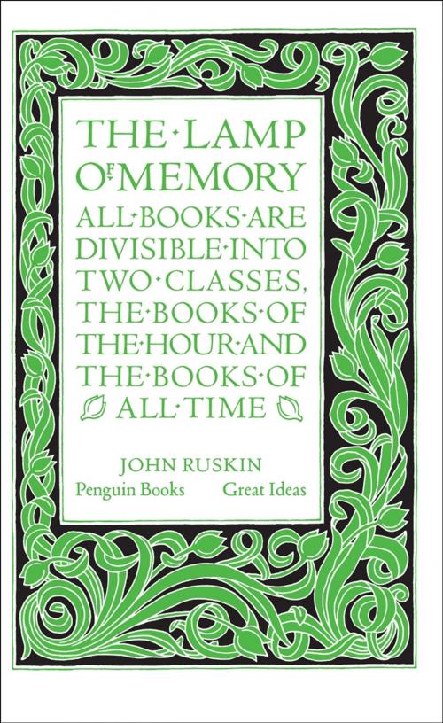 Cover of the book The Lamp of Memory by John Ruskin, Penguin Books Ltd