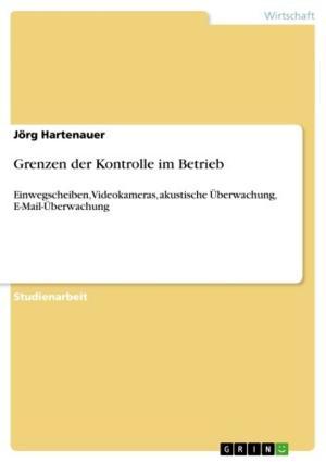 Cover of the book Grenzen der Kontrolle im Betrieb by Christian Kunow, Toni Schmidt