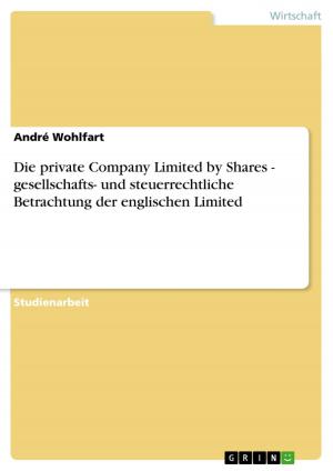 Cover of the book Die private Company Limited by Shares - gesellschafts- und steuerrechtliche Betrachtung der englischen Limited by Sandra Heger