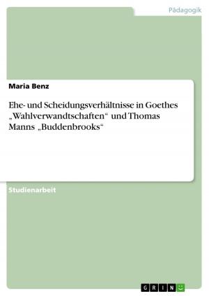 Cover of the book Ehe- und Scheidungsverhältnisse in Goethes 'Wahlverwandtschaften' und Thomas Manns 'Buddenbrooks' by Dario Fischer