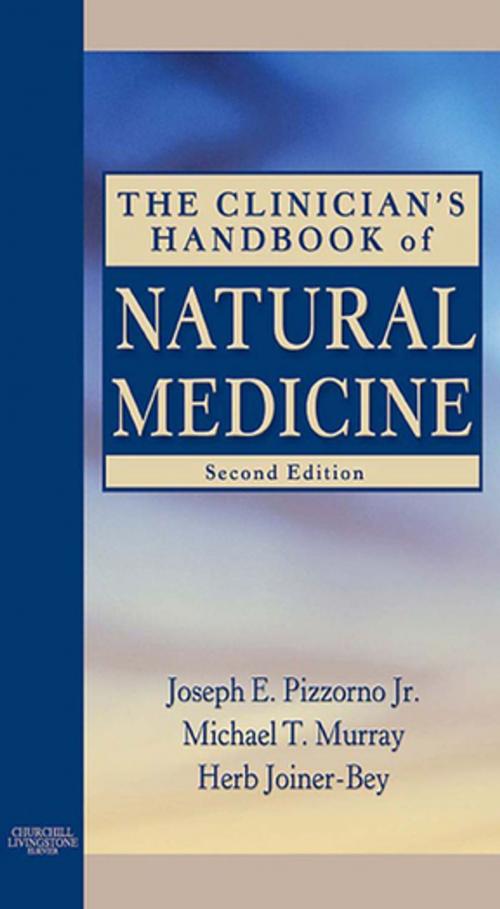 Cover of the book The Clinician's Handbook of Natural Medicine - E-Book by Joseph E. Pizzorno Jr., ND, Michael T. Murray, ND, Herb Joiner-Bey, ND, Elsevier Health Sciences