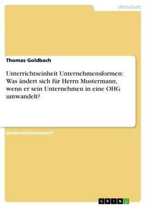 Cover of the book Unterrichtseinheit Unternehmensformen: Was ändert sich für Herrn Mustermann, wenn er sein Unternehmen in eine OHG umwandelt? by Hans-Georg Wendland