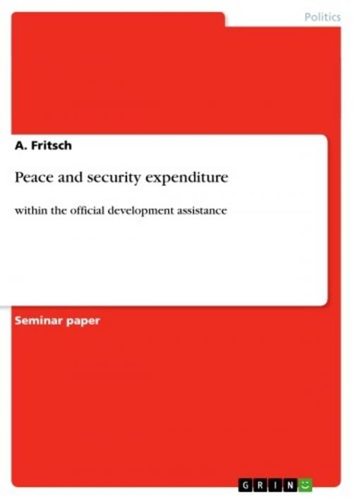 Cover of the book Peace and security expenditure by A. Fritsch, GRIN Publishing