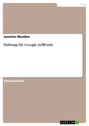 Cover of the book Haftung für Google AdWords by Hans-Jürgen Borchardt