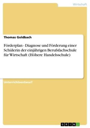 Cover of the book Förderplan - Diagnose und Förderung einer Schülerin der einjährigen Berufsfachschule für Wirtschaft (Höhere Handelsschule) by Anonym