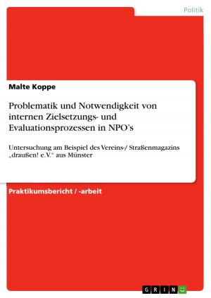 Cover of the book Problematik und Notwendigkeit von internen Zielsetzungs- und Evaluationsprozessen in NPO's by René Schreiber