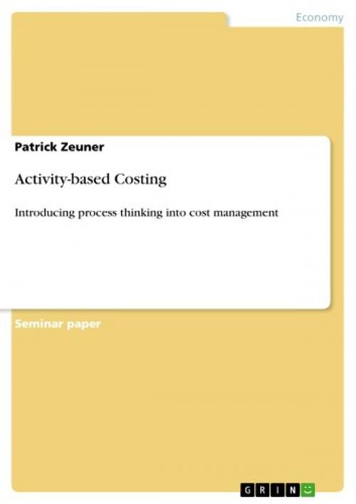 Cover of the book Activity-based Costing by Patrick Zeuner, GRIN Verlag