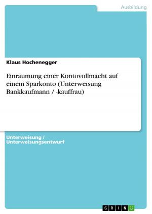 Cover of the book Einräumung einer Kontovollmacht auf einem Sparkonto (Unterweisung Bankkaufmann / -kauffrau) by Sebastian Riebandt