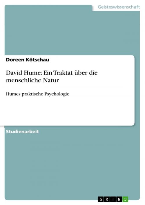 Cover of the book David Hume: Ein Traktat über die menschliche Natur by Doreen Kötschau, GRIN Verlag