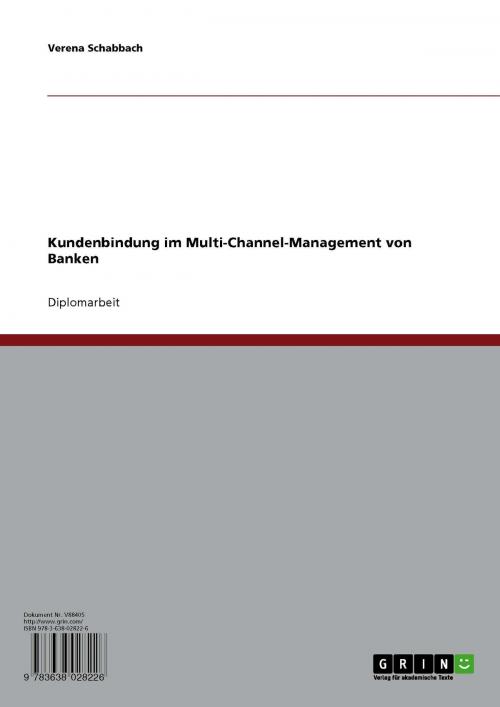 Cover of the book Kundenbindung im Multi-Channel-Management von Banken by Verena Schabbach, GRIN Verlag