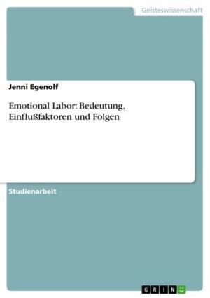 Cover of the book Emotional Labor: Bedeutung, Einflußfaktoren und Folgen by Raoul Giebenhain