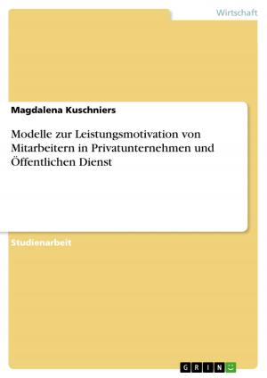 Cover of the book Modelle zur Leistungsmotivation von Mitarbeitern in Privatunternehmen und Öffentlichen Dienst by Joachim von Meien