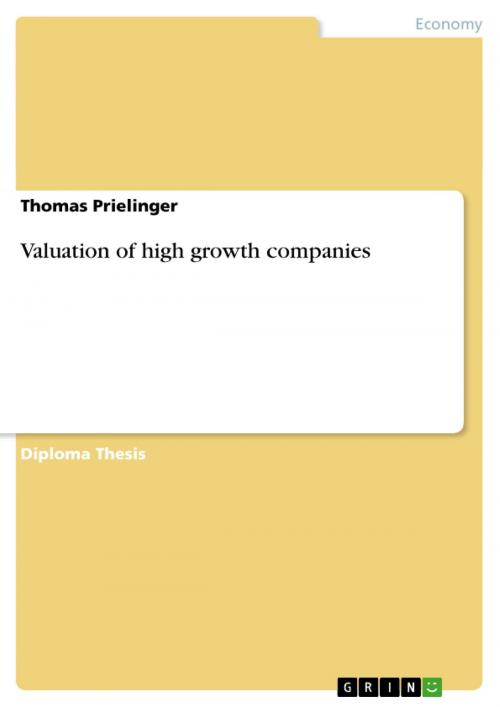 Cover of the book Valuation of high growth companies by Thomas Prielinger, GRIN Publishing