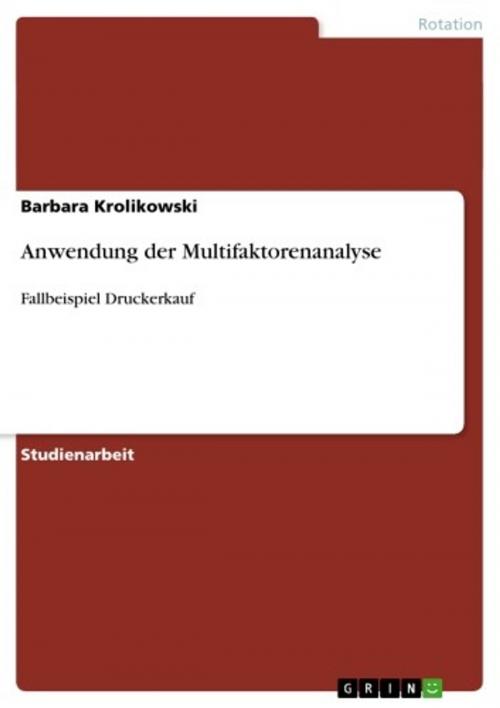 Cover of the book Anwendung der Multifaktorenanalyse by Barbara Krolikowski, GRIN Verlag