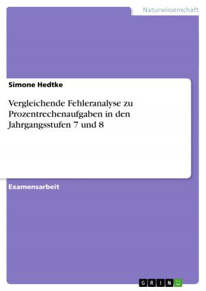 Cover of the book Vergleichende Fehleranalyse zu Prozentrechenaufgaben in den Jahrgangsstufen 7 und 8 by Christoph Andreas Schlütter
