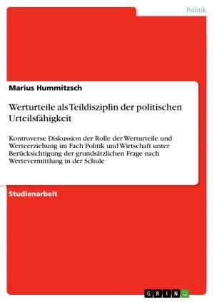 Cover of the book Werturteile als Teildisziplin der politischen Urteilsfähigkeit by Franziska Weigt