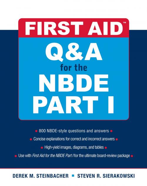 Cover of the book First Aid Q&A for the NBDE Part I by Derek M. Steinbacher, Steven R. Sierakowski, McGraw-Hill Education