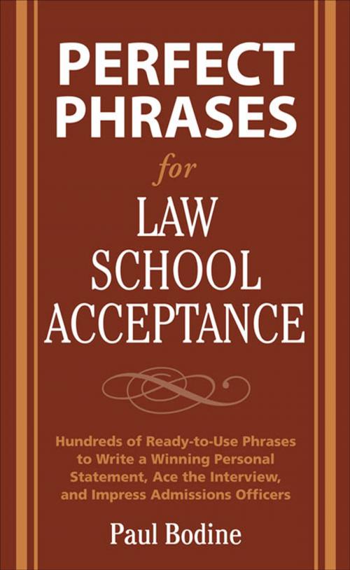 Cover of the book Perfect Phrases for Law School Acceptance by Paul Bodine, McGraw-Hill Education