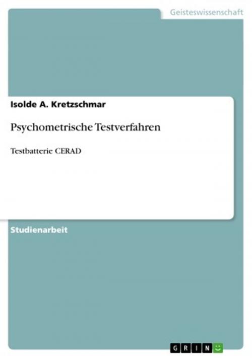 Cover of the book Psychometrische Testverfahren by Isolde A. Kretzschmar, GRIN Verlag