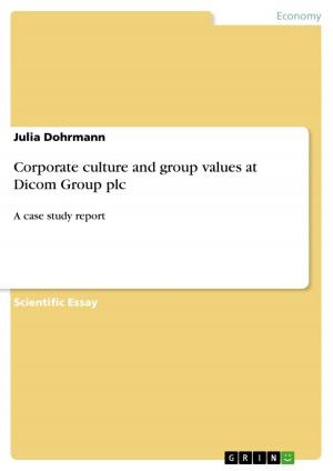 Book cover of Corporate culture and group values at Dicom Group plc