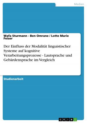 Cover of the book Der Einfluss der Modalität linguistischer Systeme auf kognitive Verarbeitungsprozesse - Lautsprache und Gebärdensprache im Vergleich by Kamila Urbaniak