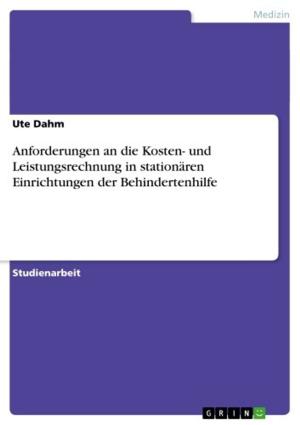 Cover of the book Anforderungen an die Kosten- und Leistungsrechnung in stationären Einrichtungen der Behindertenhilfe by Sascha Nikolai Schmidt