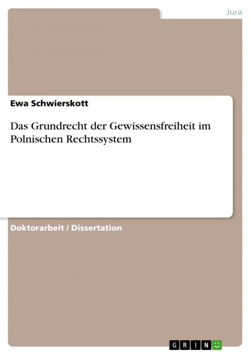 Cover of the book Das Grundrecht der Gewissensfreiheit im Polnischen Rechtssystem by Ewa Schwierskott, GRIN Verlag