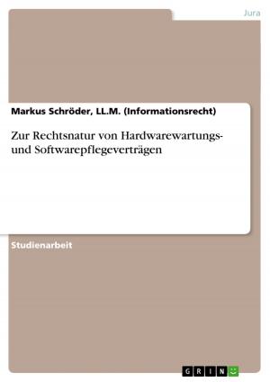 Cover of the book Zur Rechtsnatur von Hardwarewartungs- und Softwarepflegeverträgen by Vivian Bigalke